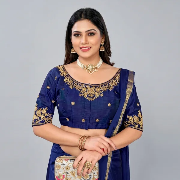 Blue_Silk_Mid_Scoop_Neck_Embroidered_Blouse_For_Women