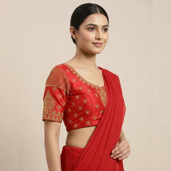 Red_Silk_Embroidered_Padded_Blouse_For_Women