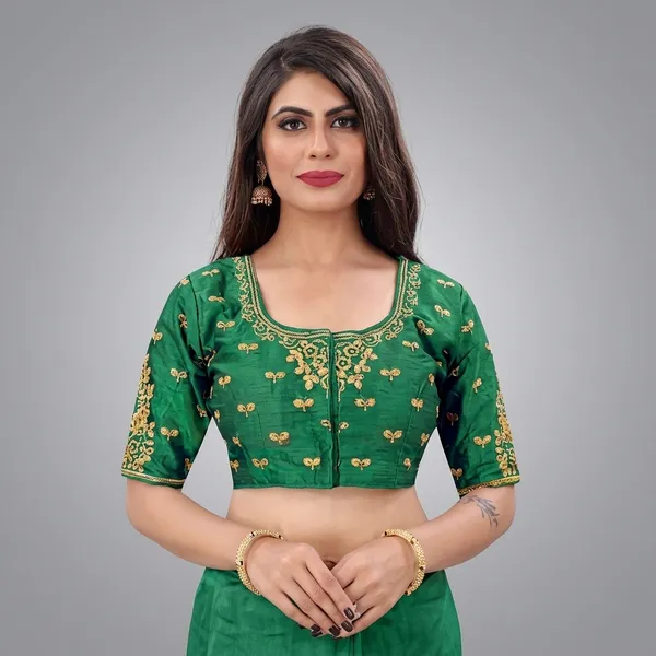 Green_Silk_Embroidered_Padded_Blouse_For_Women