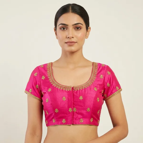 Pink_Silk_Padded_Blouse_For_Women