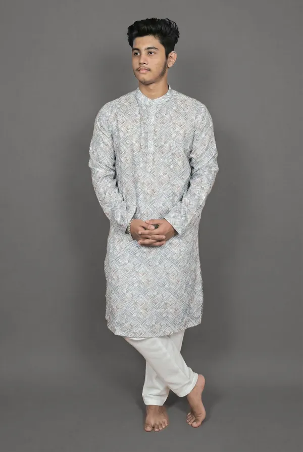 Pebble_Weave_White_Kurta