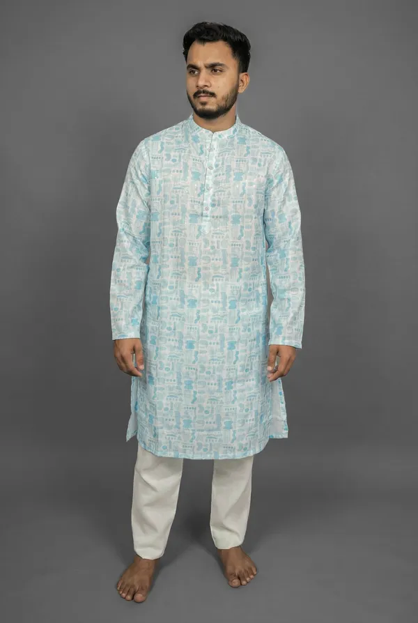 Sky_Grid_Blue_Kurta