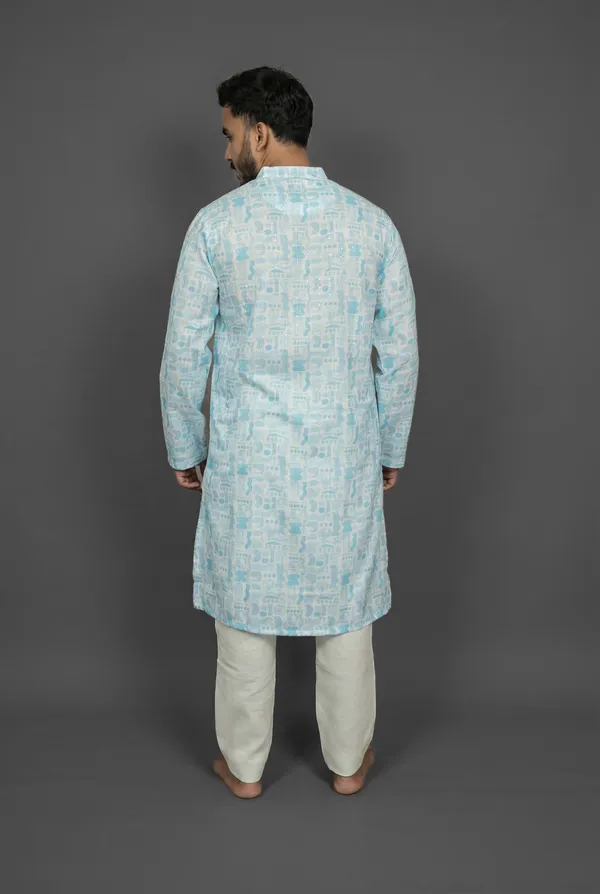 Sky_Grid_Blue_Kurta