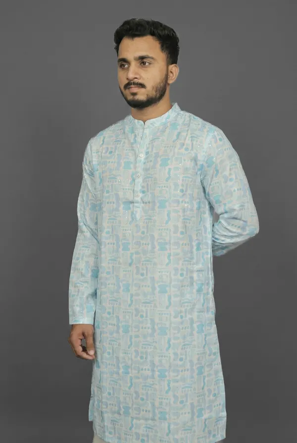 Sky_Grid_Blue_Kurta