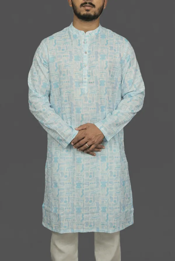 Sky_Grid_Blue_Kurta
