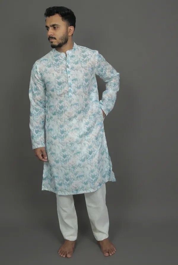 Vintage_Lace_Blue_Kurta