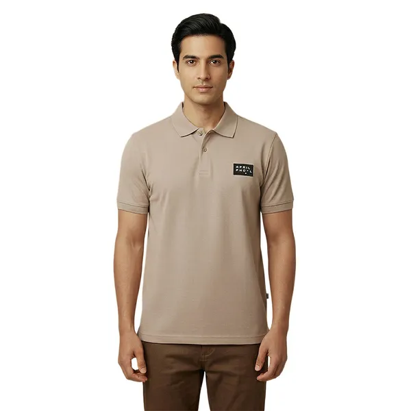 Beige_Premium_Ice_Lycra_Polo_Neck_T-Shirt_For_Men_(230_GSM)