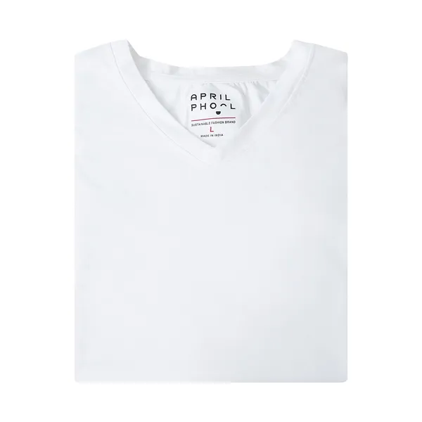 White_Cotton_Fine_Lycra_V-Neck_T-Shirt_For_Men_(200_GSM)