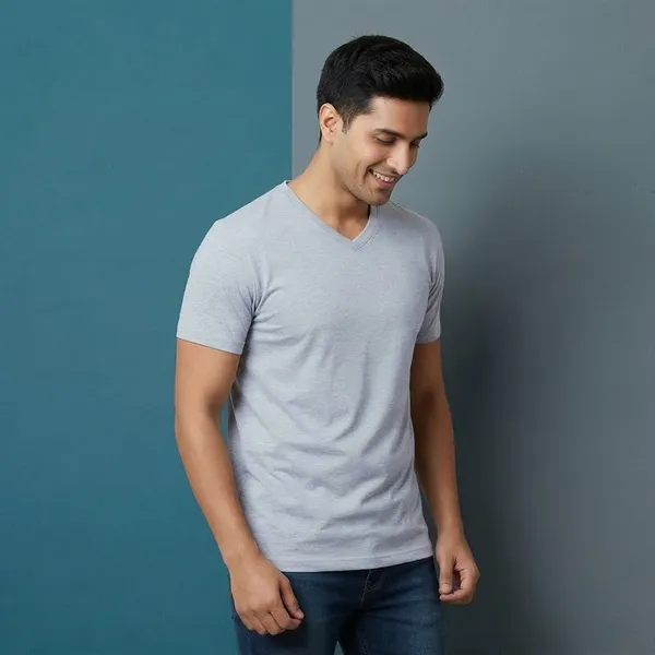 Light_Grey_Cotton_Fine_Lycra_V-Neck_T-Shirt_For_Men_(200_GSM)