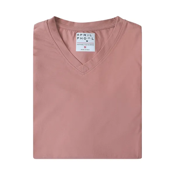 Rust_Cotton_Fine_Lycra_V-Neck_T-Shirt_For_Men_(200_GSM)
