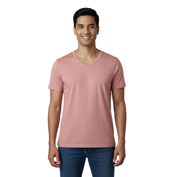 Rust_Cotton_Fine_Lycra_V-Neck_T-Shirt_For_Men_(200_GSM)