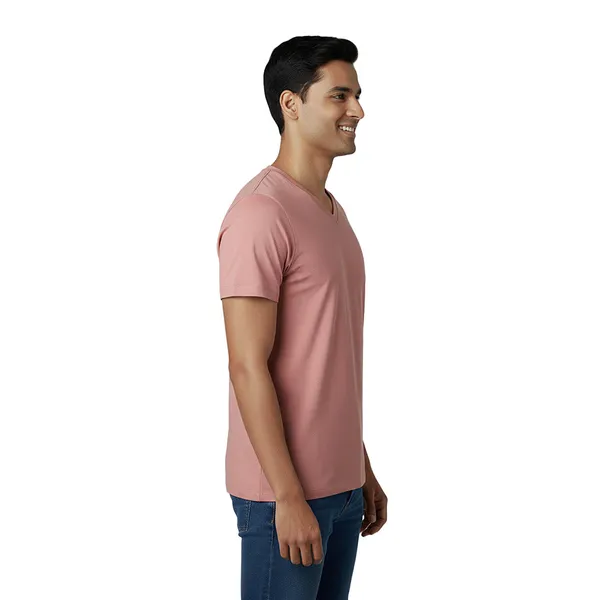Rust_Cotton_Fine_Lycra_V-Neck_T-Shirt_For_Men_(200_GSM)