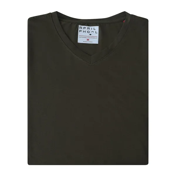 Olive_Cotton_Fine_Lycra_V-Neck_T-Shirt_For_Men_(200_GSM)