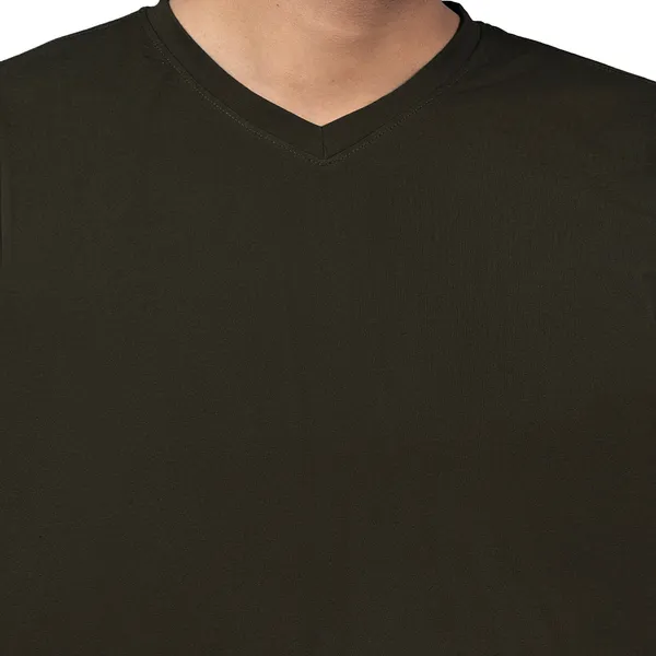 Olive_Cotton_Fine_Lycra_V-Neck_T-Shirt_For_Men_(200_GSM)