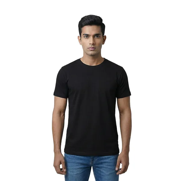 Black_Cotton_Fine_Lycra_Crew_Neck_T-Shirt_For_Men_(190_GSM)
