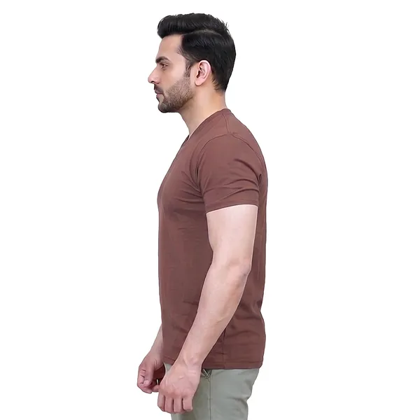 Coffee_Cotton_Fine_Lycra_V-Neck_T-Shirt_For_Men_(200_GSM)