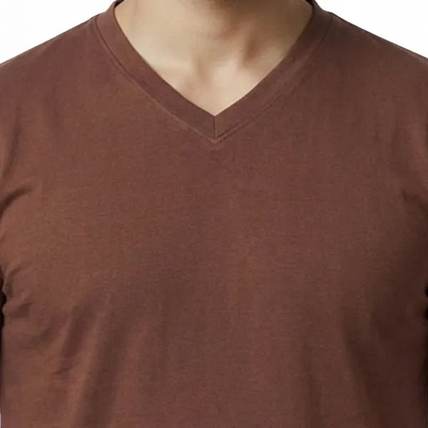 Coffee_Cotton_Fine_Lycra_V-Neck_T-Shirt_For_Men_(200_GSM)