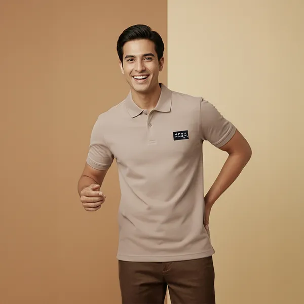 Beige_Premium_Ice_Lycra_Polo_Neck_T-Shirt_For_Men_(230_GSM)