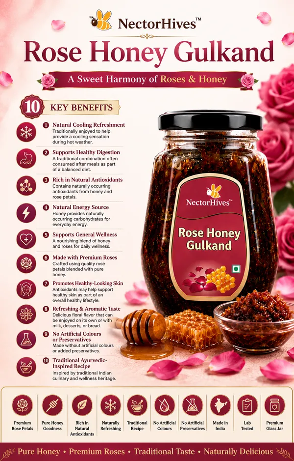 NectorHives_Rose_Honey_Gulkand_Sun-Cooked_Damask_Rose_&_Wild_Forest_Honey_Pure_Raw_Natural_Honey