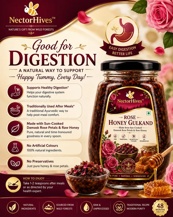 NectorHives_Rose_Honey_Gulkand_Sun-Cooked_Damask_Rose_&_Wild_Forest_Honey_Pure_Raw_Natural_Honey