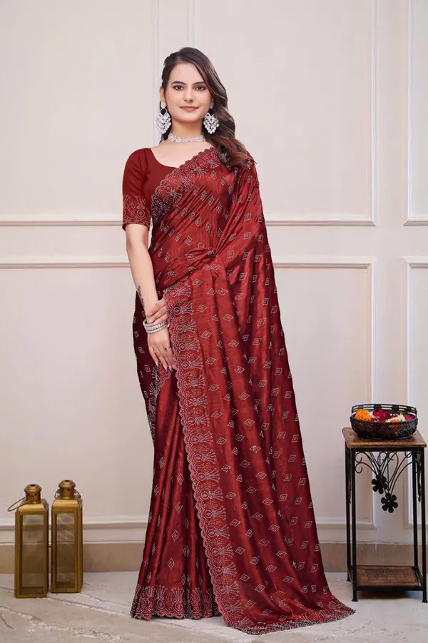 Maroon_Chiffon_Embroidered_Silk_Saree_For_Women