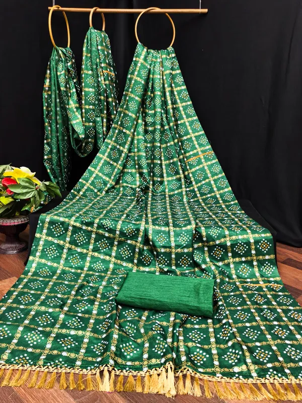 Green_Chiffon_Bandhani_Print_Saree_For_Women