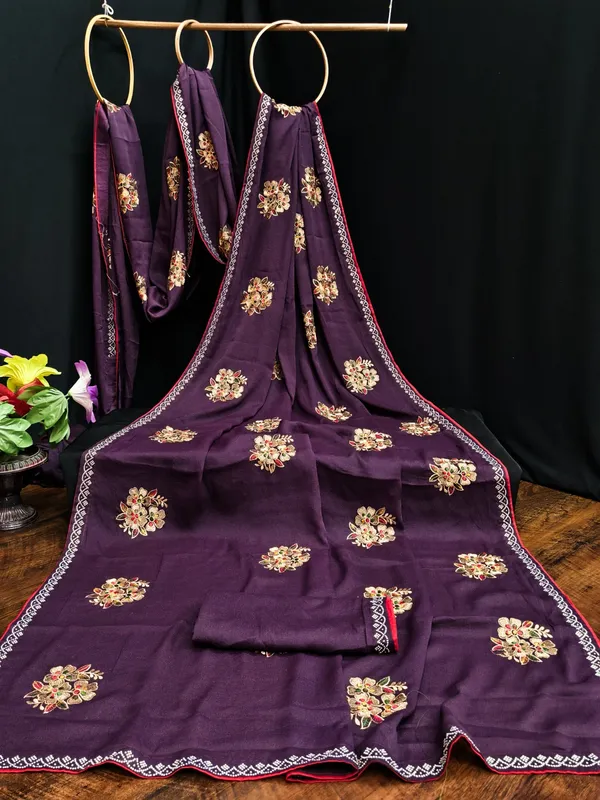 Purple_Georgette_Embroidered_Saree_For_Women