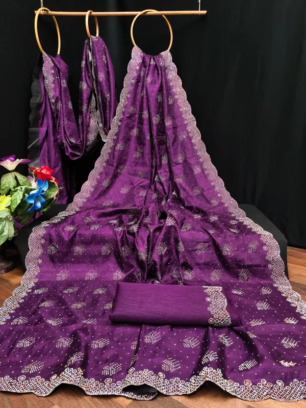 Purple_Chiffon_Embroidered_Banarasi_Saree_For_Women