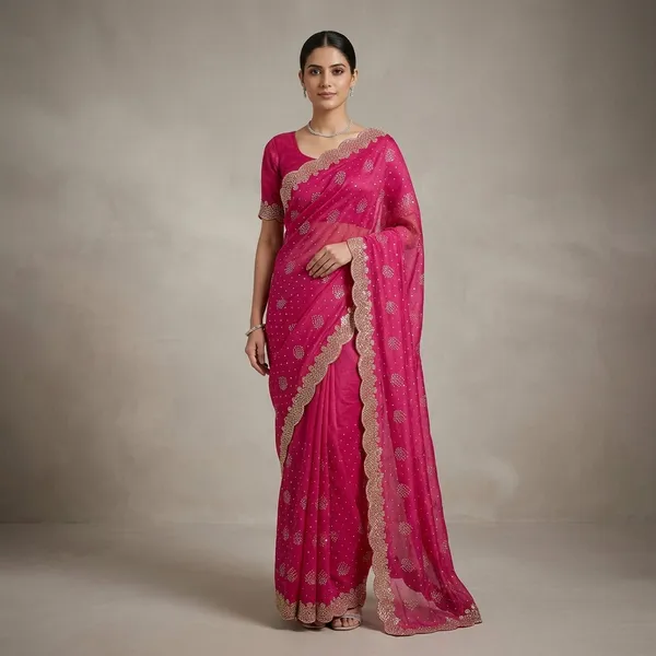 Pink_Chiffon_Sequin_Embellished_Saree_For_Women