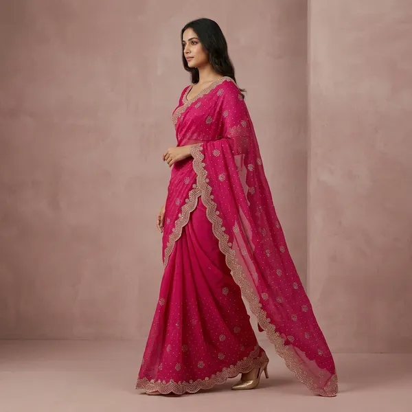 Pink_Chiffon_Sequin_Embellished_Saree_For_Women