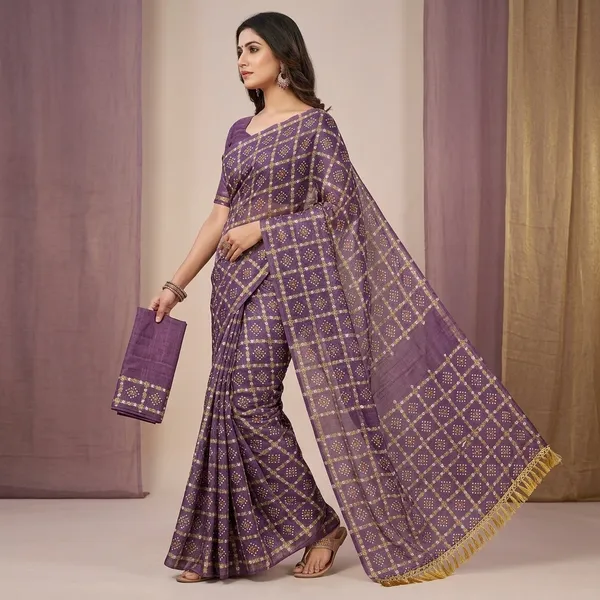Purple_Chiffon_Bandhani_Print_Saree_For_Women
