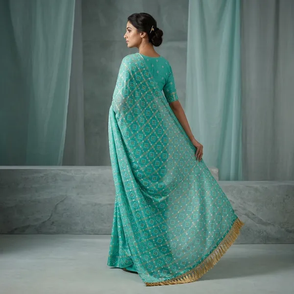 Turquoise_Chiffon_Embroidered_Saree_For_Women