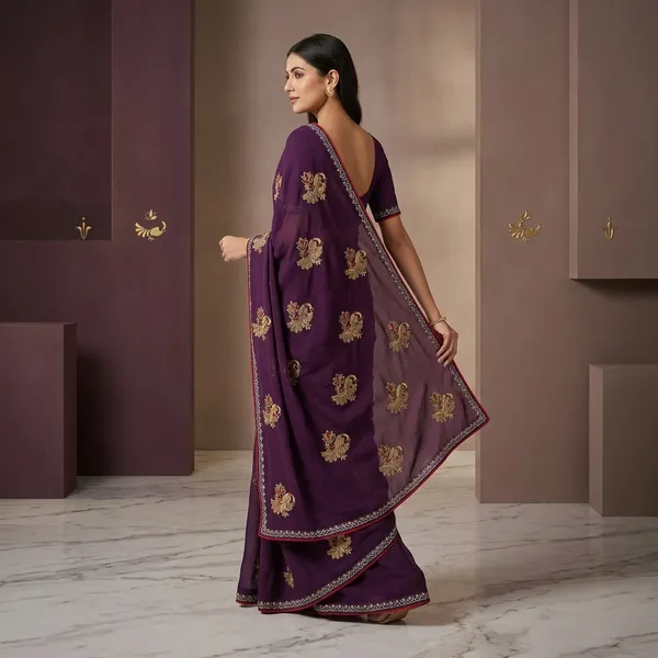 Purple_Georgette_Embroidered_Saree_For_Women