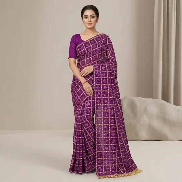 Purple_Chiffon_Bandhani_Print_Saree_For_Women