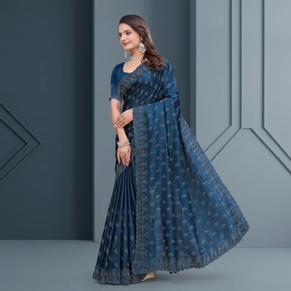 Navy_Blue_Chiffon_Geometric_Print_Saree_For_Women