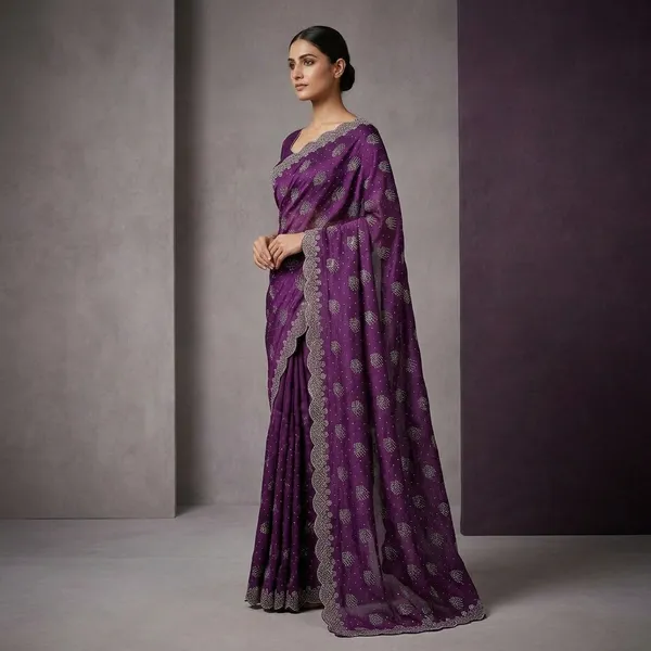 Purple_Chiffon_Embroidered_Banarasi_Saree_For_Women