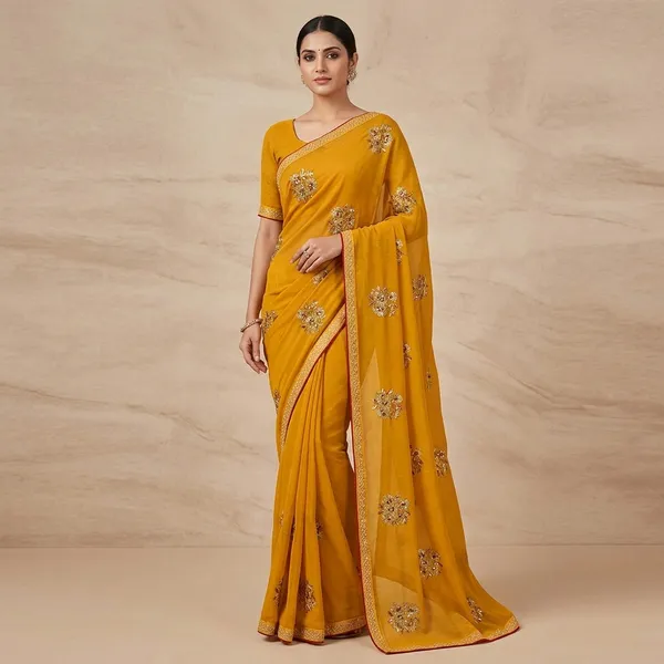 Yellow_Chiffon_Floral_Embroidered_Saree_For_Women