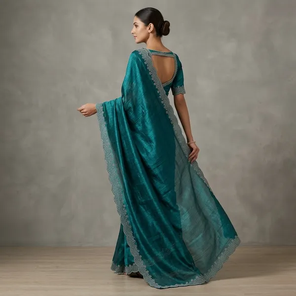 Teal_Blue_Chiffon_Embroidered_Saree_For_Women