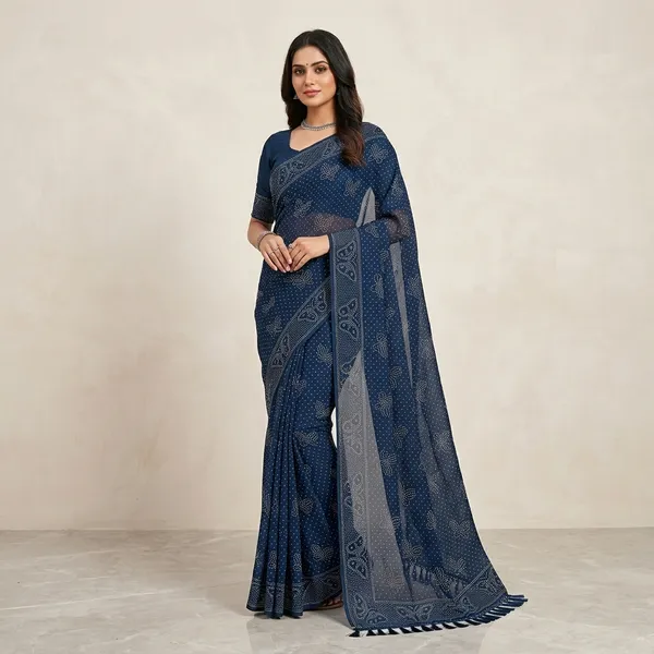 Navy_Blue_Chiffon_Bandhani_Print_Saree_For_Women