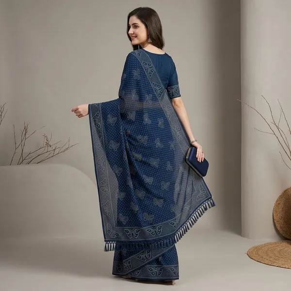 Navy_Blue_Chiffon_Bandhani_Print_Saree_For_Women