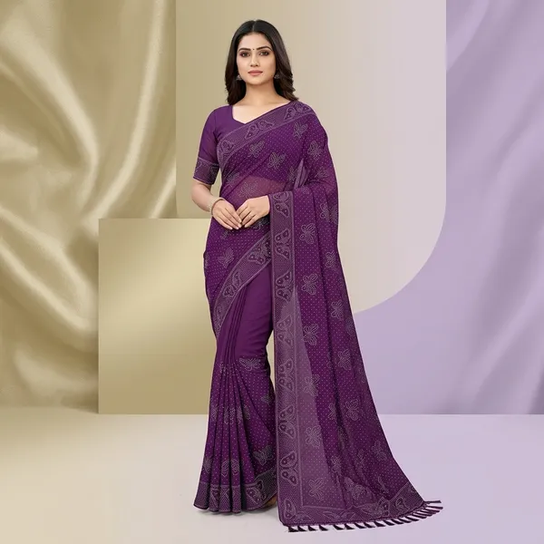Purple_Chiffon_Paisley_Print_Saree_For_Women