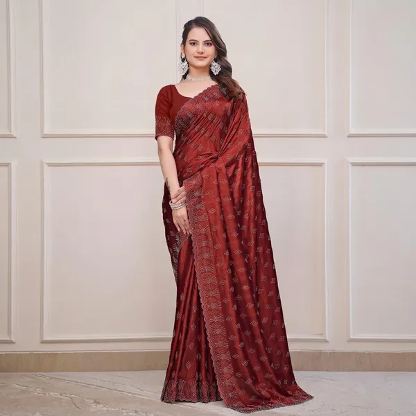 Maroon_Chiffon_Embroidered_Silk_Saree_For_Women