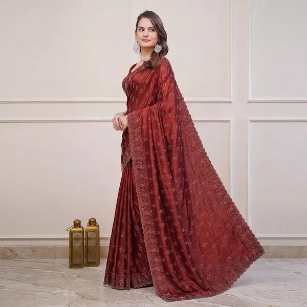 Maroon_Chiffon_Embroidered_Silk_Saree_For_Women