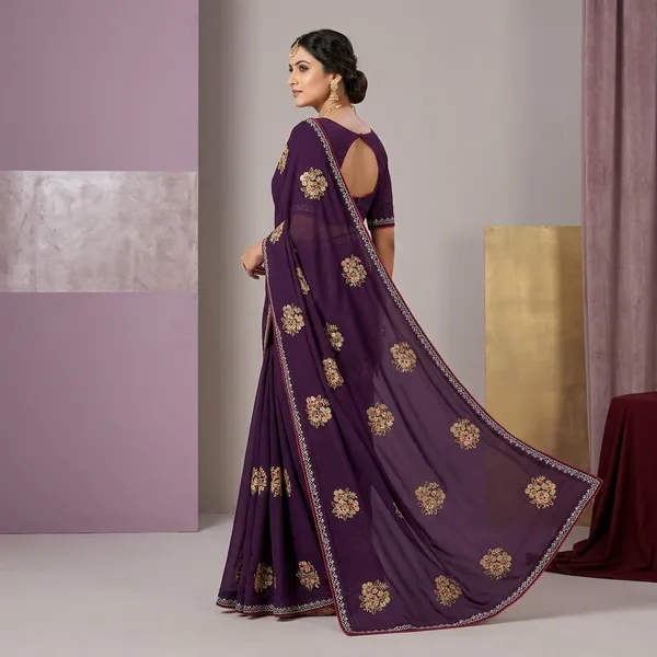 Purple_Georgette_Embroidered_Saree_For_Women