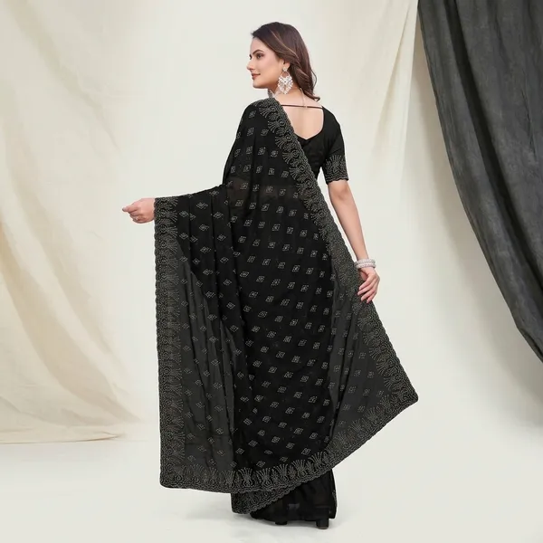 Black_Chiffon_Embellished_Saree_For_Women