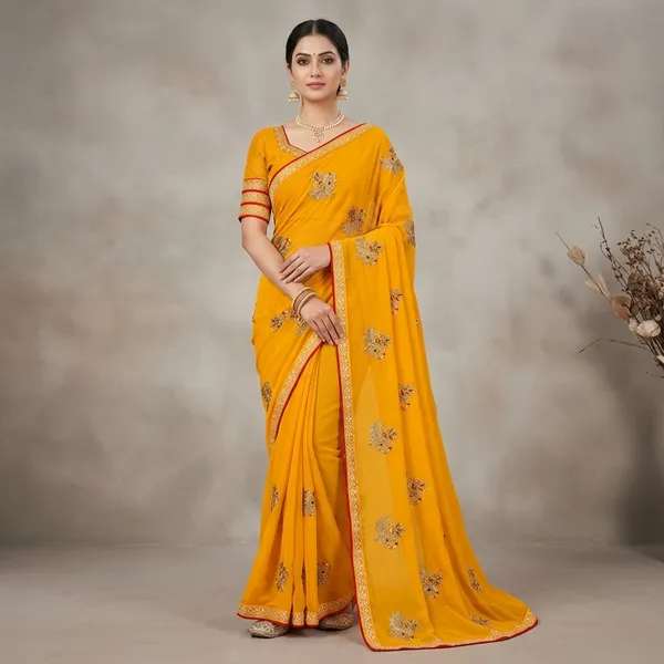 Yellow_Georgette_Embroidered_Saree_For_Women