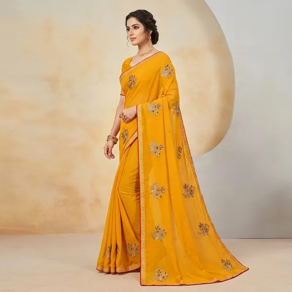 Yellow_Georgette_Embroidered_Saree_For_Women