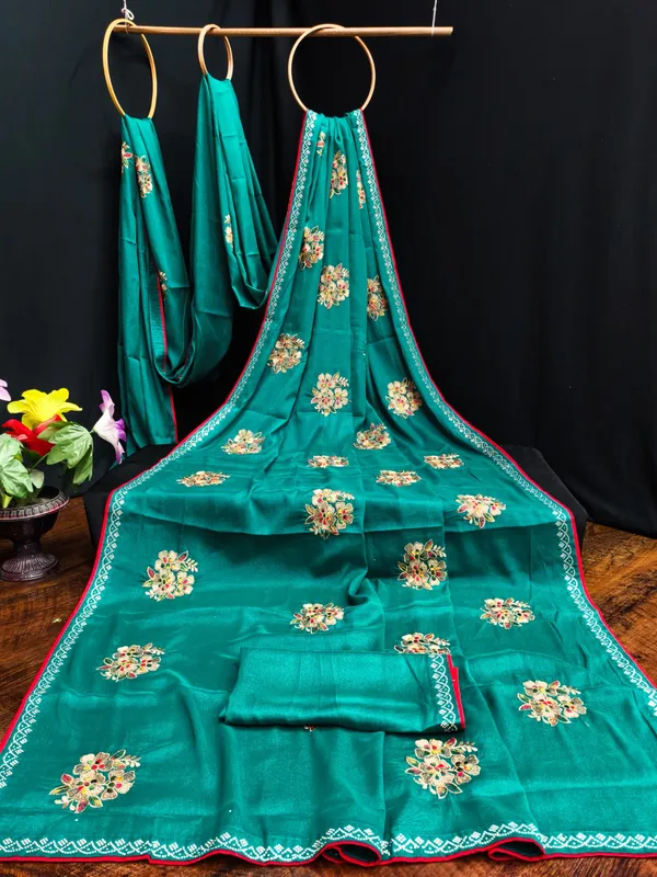 Teal_Georgette_Gota_Patti_Embroidered_Saree_For_Women