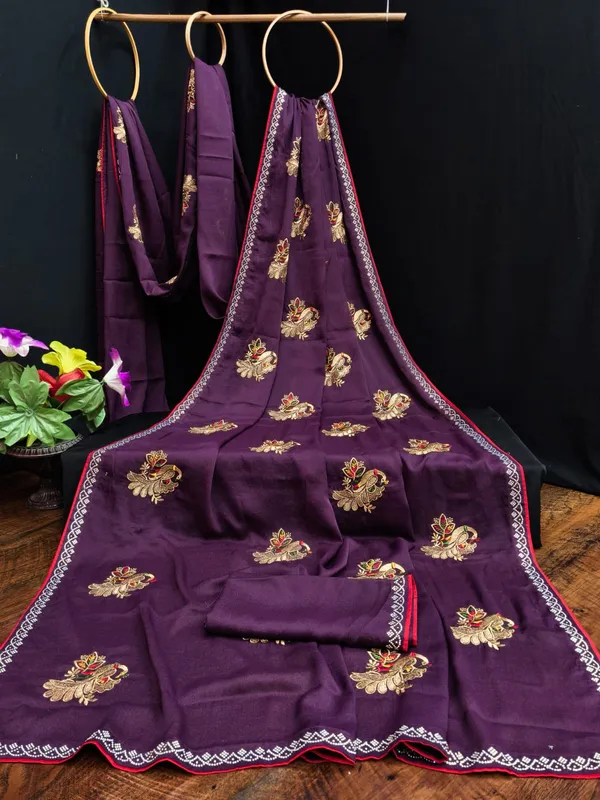 Purple_Georgette_Embroidered_Saree_For_Women