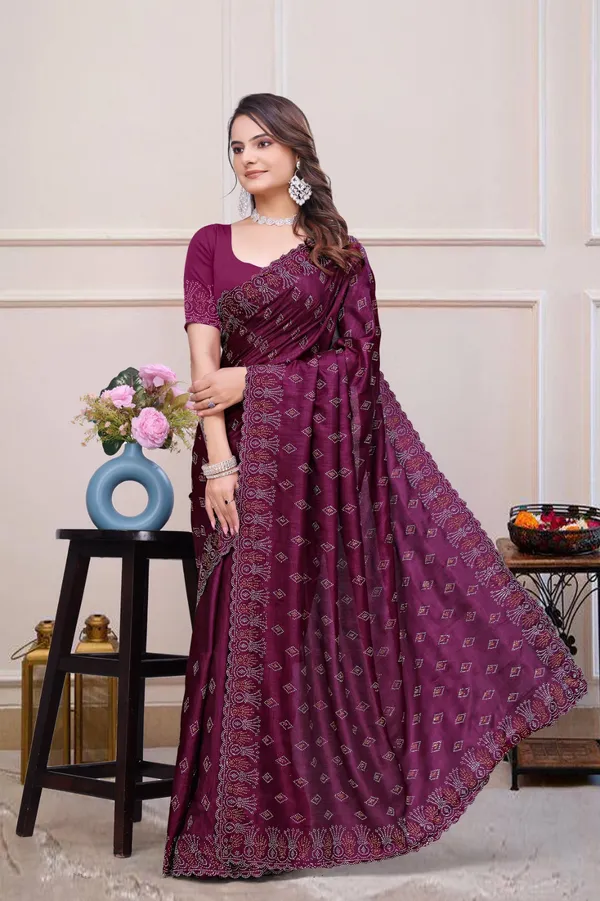 Wine_Chiffon_Printed_Saree_For_Women
